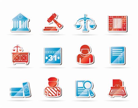 Justice and Judicial System icons - vector icon set Stock Photo - Budget Royalty-Free & Subscription, Code: 400-05716258