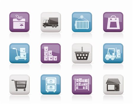 Storage, transportation, cargo and shipping icons - vector icon set Stock Photo - Budget Royalty-Free & Subscription, Code: 400-05716283