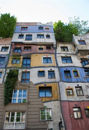 Hundertwasser Facade - view from the street  - vienna Stock Photo - Budget Royalty-Free & Subscription, Code: 400-05716373