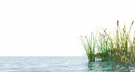 pixelated - pixel water landscape and reed - illustration Stock Photo - Budget Royalty-Free & Subscription, Code: 400-05716887