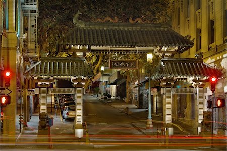 simsearch:400-05716374,k - Chinatown Gate in San Francisco California at Night Stock Photo - Budget Royalty-Free & Subscription, Code: 400-05717789