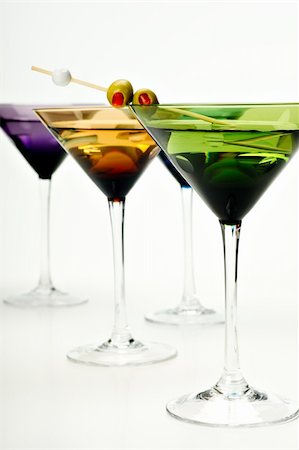 pimento - Four colorful martini glasses shot in the studio on white. Stock Photo - Budget Royalty-Free & Subscription, Code: 400-05717807