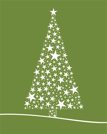 Christmas tree from white stars green background Stock Photo - Budget Royalty-Free & Subscription, Code: 400-05717860