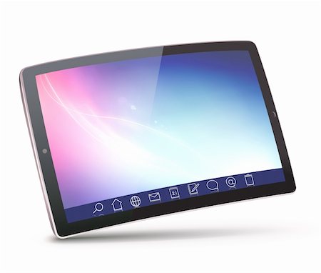 sensitive - Vector illustration of classy tablet PC with icons on a toolbar Stock Photo - Budget Royalty-Free & Subscription, Code: 400-05718700