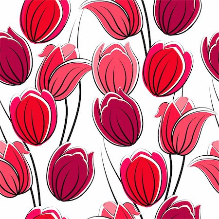 red birthday borders - Seamless pattern with red tulips on white Stock Photo - Budget Royalty-Free & Subscription, Code: 400-05718931