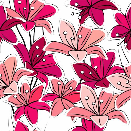 simsearch:400-05364550,k - Seamless pattern with red lilies on white Photographie de stock - Aubaine LD & Abonnement, Code: 400-05718932