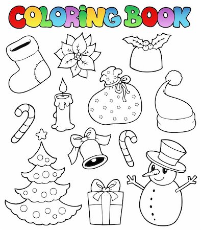 simsearch:400-04236823,k - Coloring book Christmas images 1 - vector illustration. Stock Photo - Budget Royalty-Free & Subscription, Code: 400-05718976