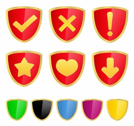 exclamation mark - Vector shields with icons Stock Photo - Budget Royalty-Free & Subscription, Code: 400-05719522