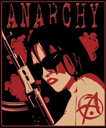 girl in sunglasses with shotgun and anarchy tttoo Stock Photo - Budget Royalty-Free & Subscription, Code: 400-05719921