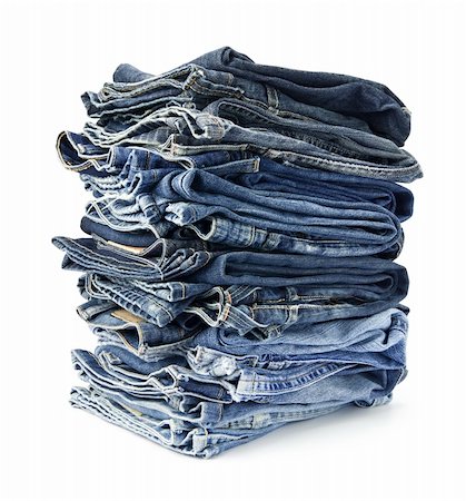 donatas1205 (artist) - Jeans trousers stack on white background Stock Photo - Budget Royalty-Free & Subscription, Code: 400-05719996