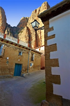 simsearch:400-06530910,k - Narrow Street of a Medieval Spanish Town, Overlooking the Rocky Foothills of the Pyrenees Stock Photo - Budget Royalty-Free & Subscription, Code: 400-05710657