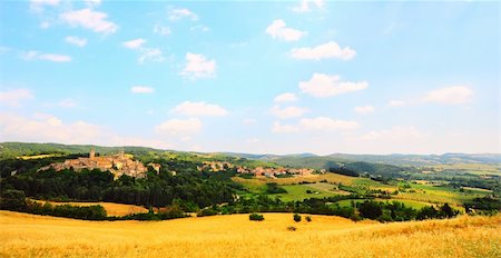 simsearch:400-05711931,k - The Medieval Italian Town Surrounded By Forests And Plowed Fields Stock Photo - Budget Royalty-Free & Subscription, Code: 400-05711127