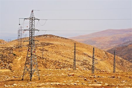desert rocky and sand - High-voltage Power Lines in Samaria, Israel Stock Photo - Budget Royalty-Free & Subscription, Code: 400-05711663