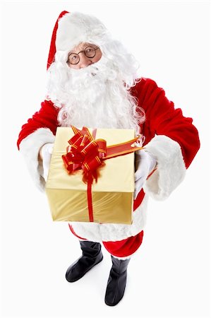 Santa Claus with a gift on a white background Stock Photo - Budget Royalty-Free & Subscription, Code: 400-05711947