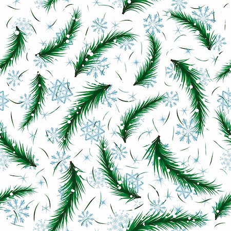 simsearch:400-05701670,k - Winter snowflake and fir brunch seamless pattern. For easy making seamless pattern just drag all group into swatches bar, and use it for filling any contours. Stock Photo - Budget Royalty-Free & Subscription, Code: 400-05713249