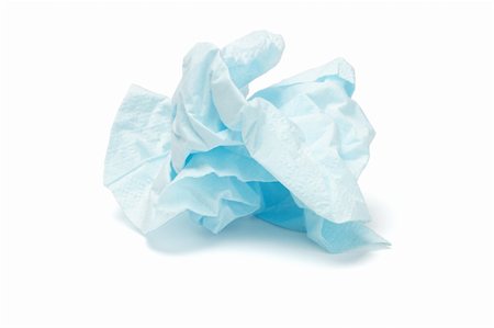 simsearch:400-05370670,k - Crumpled blue facial tissue paper on white background Stock Photo - Budget Royalty-Free & Subscription, Code: 400-05713573