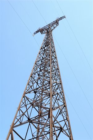 simsearch:400-03993174,k - High voltage Electricity pylon against blue sky Stock Photo - Budget Royalty-Free & Subscription, Code: 400-05713641