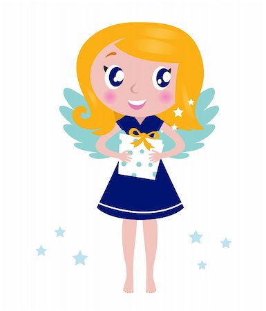 Little cute blond angel child. Vector Illustration. Stock Photo - Budget Royalty-Free & Subscription, Code: 400-05724503