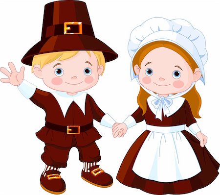 Thanksgiving Day children Pilgrim Couple Stock Photo - Budget Royalty-Free & Subscription, Code: 400-05726018