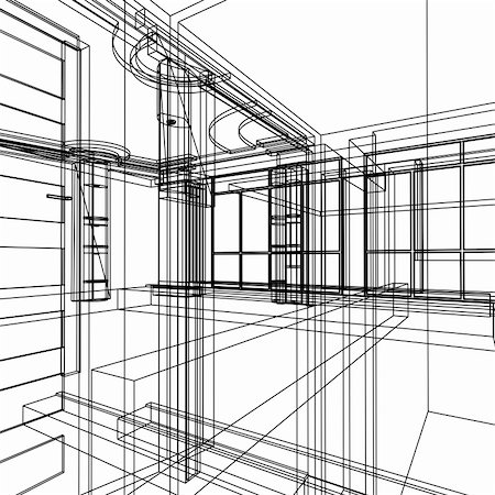 abstract design sketch of modern building interior Stock Photo - Budget Royalty-Free & Subscription, Code: 400-05728101