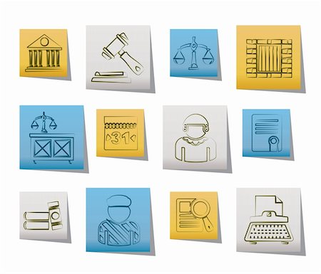 Justice and Judicial System icons - vector icon set Stock Photo - Budget Royalty-Free & Subscription, Code: 400-05728513