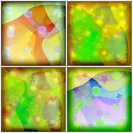 simsearch:400-06929001,k - Set abstract various colored backgrounds, patterns with curves, stars and circles Stock Photo - Budget Royalty-Free & Subscription, Code: 400-05728602