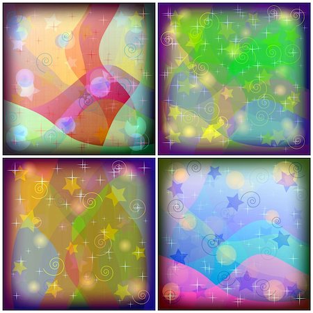 simsearch:400-06929001,k - Set abstract various colored backgrounds, patterns with curves, stars and circles Stock Photo - Budget Royalty-Free & Subscription, Code: 400-05728603
