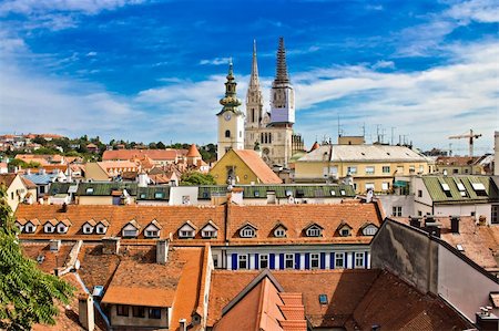 simsearch:400-07771401,k - Capital of Croatia Zagreb - view from upper town, catherdral and church Photographie de stock - Aubaine LD & Abonnement, Code: 400-05728837