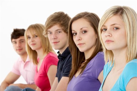 simsearch:400-05729509,k - Group Of Teenage Friends In Studio Stock Photo - Budget Royalty-Free & Subscription, Code: 400-05729056