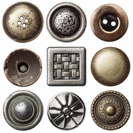 Vintage metal sewing buttons, isolated Stock Photo - Budget Royalty-Free & Subscription, Code: 400-05720010