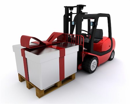 3D Render of a Forklift truck with christmas gift box Stock Photo - Budget Royalty-Free & Subscription, Code: 400-05720419