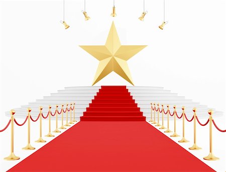 simsearch:700-01173801,k - Golden Star on the red carpet isolated on white-rendering Stock Photo - Budget Royalty-Free & Subscription, Code: 400-05720567