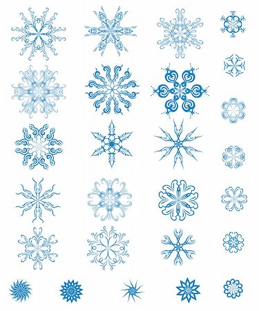 simsearch:400-07900302,k - Set of blue snowflakes, elements for design. Basic elements are grouped. Stock Photo - Budget Royalty-Free & Subscription, Code: 400-05721174