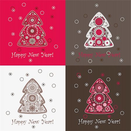 simsearch:400-05693036,k - Set of four festive backgrounds with decorative Christmas tree pattern. Stock Photo - Budget Royalty-Free & Subscription, Code: 400-05721607