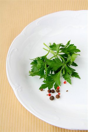 simsearch:400-08786053,k - plates with  sprig of parsley - organic menu Stock Photo - Budget Royalty-Free & Subscription, Code: 400-05734204