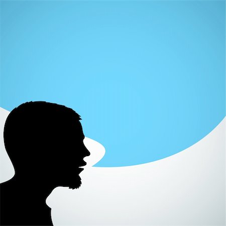 speakers graphics - Abstract speaker silhouette with big blue bubble - place for your content Stock Photo - Budget Royalty-Free & Subscription, Code: 400-05734339