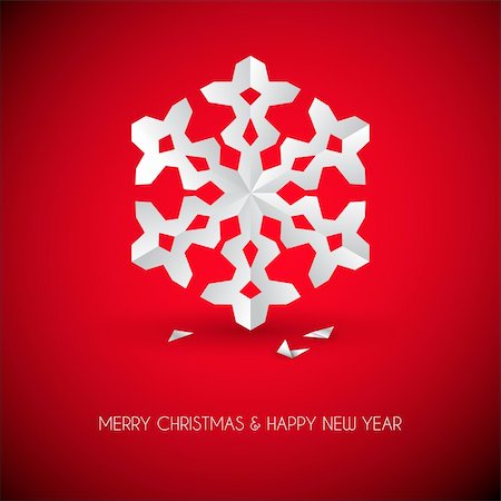 Vector white paper christmas snowflake on a red background Stock Photo - Budget Royalty-Free & Subscription, Code: 400-05734348