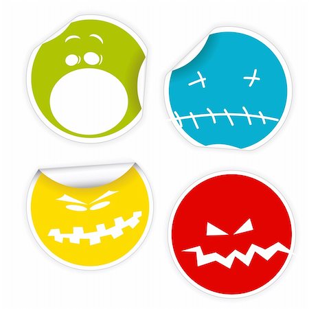 evil faces for emotions - Set of colorful Halloween labels with various smiles Stock Photo - Budget Royalty-Free & Subscription, Code: 400-05734343