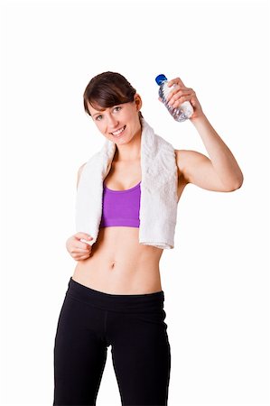 simsearch:400-04180657,k - Athletic woman holding a bottle of water and relaxing after doing exercise, isolated oin white Stock Photo - Budget Royalty-Free & Subscription, Code: 400-05734377