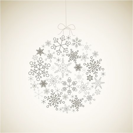 simsearch:400-04841877,k - Vector Christmas ball made from gray simple snowflakes on light background - Christmas card Stock Photo - Budget Royalty-Free & Subscription, Code: 400-05734373
