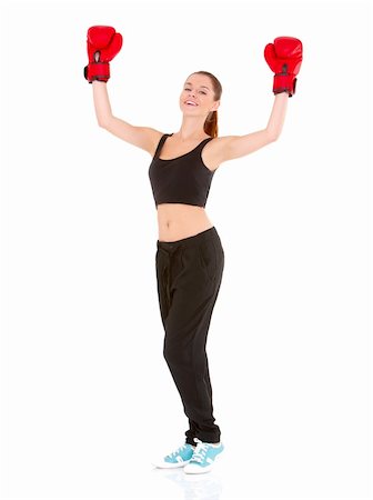 simsearch:400-04970057,k - Beautiful sporty woman with boxing gloves on white Stock Photo - Budget Royalty-Free & Subscription, Code: 400-05734540