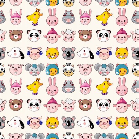 cartoon animal face seamless pattern Foto de stock - Super Valor sin royalties y Suscripción, Código: 400-05734889