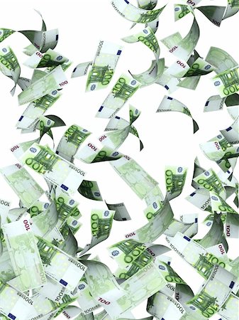 Flying euro banknotes. Isolated over white Photographie de stock - Aubaine LD & Abonnement, Code: 400-05735182