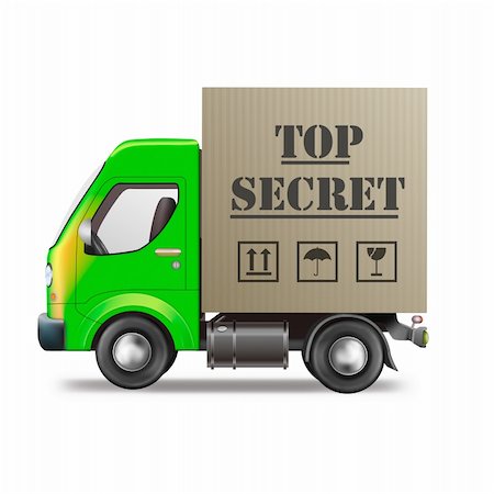 simsearch:400-05735817,k - top secret shipment in cardboard box on delivery truck isolated on white Stock Photo - Budget Royalty-Free & Subscription, Code: 400-05735416