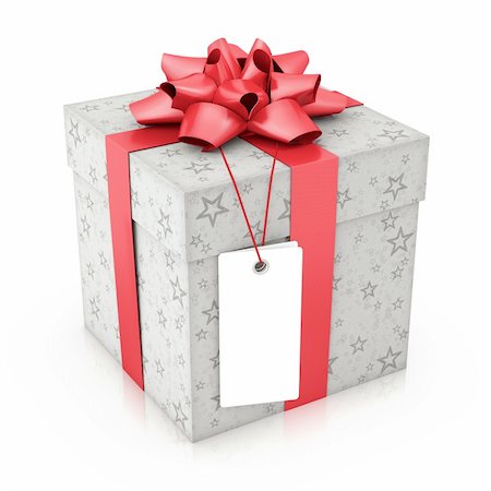 Gift with white label. Your text on white space. Stock Photo - Budget Royalty-Free & Subscription, Code: 400-05735673