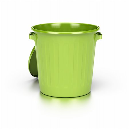 simsearch:400-07050071,k - opened and empty green trash bin over a white background with reflection. Stock Photo - Budget Royalty-Free & Subscription, Code: 400-05736851