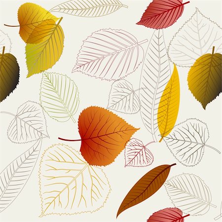 Autumn vector leafs texture - fall seamless pattern Stock Photo - Budget Royalty-Free & Subscription, Code: 400-05737319