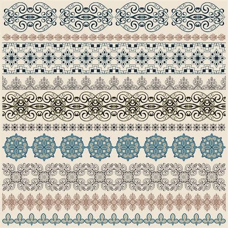 flores - vector ten seamless vintage border pattern, brushes included Stock Photo - Budget Royalty-Free & Subscription, Code: 400-05737703