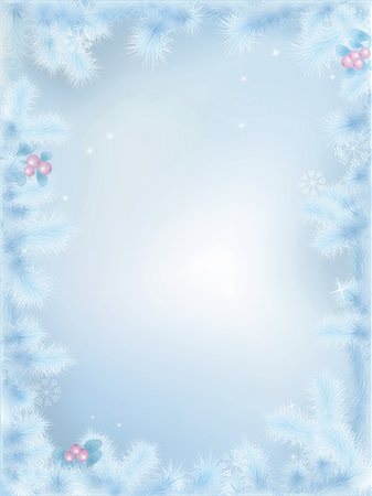 Vector Christmas series. Frozen fir branches border design. Space for your text Stock Photo - Budget Royalty-Free & Subscription, Code: 400-05738169