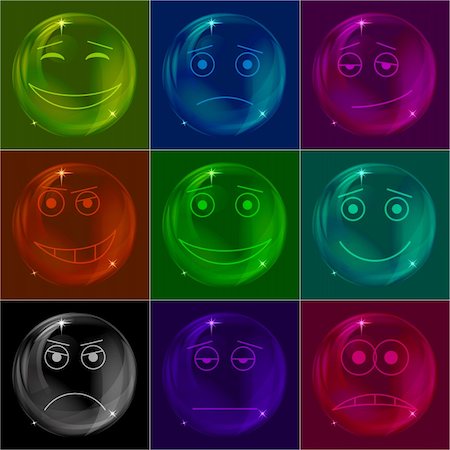 simsearch:400-04790516,k - Set of various colored smileys soap bubbles eps10. Vector Stock Photo - Budget Royalty-Free & Subscription, Code: 400-05738495